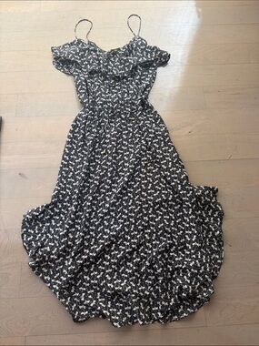 Zimmermann Charcoal Grey Floral Ruffle Sundress